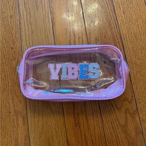 Pink Clear 'VIBES' Cosmetic Pouch